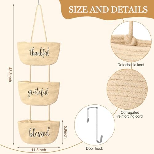 Vesici Beige over The Door Hanging Basket 3-tier - Image 2
