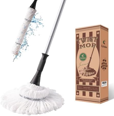 Eyliden Mop with 2 Reusable Microfiber Heads, Easy Wringing Twist Mop by Eyliden