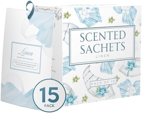 15 Pack Fresh Linen Sachets for Drawers and Closets, Scented Sachets for Drawers by LindasEssentials