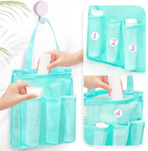 famichan Mesh Shower Caddy Portable, Gym Travel Camp Dorm Room Essentials - Image 2