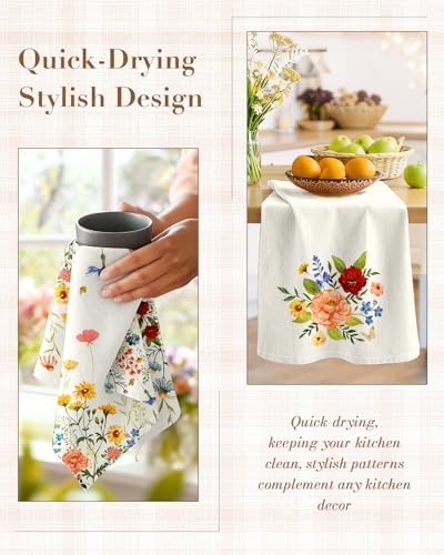 Miss Adola Flour Sack Kitchen Towels Set of 4, Retro Flower - Image 4