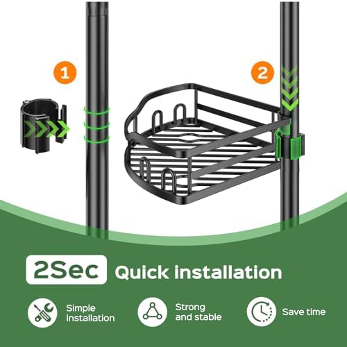 HAMITOR Shower Caddy Tension Pole: Rustproof Quick Install Standing Corner - Image 6