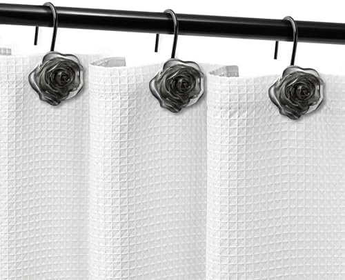 Sunlit Rose Shower Curtain Hooks, Home Decorative Flower Shower Curtain Rings - Image 4