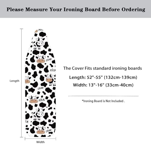 Flashideas Cow Print Ironing Board Cover and Pad- 52" x 13" Iron Board Cover - Image 6