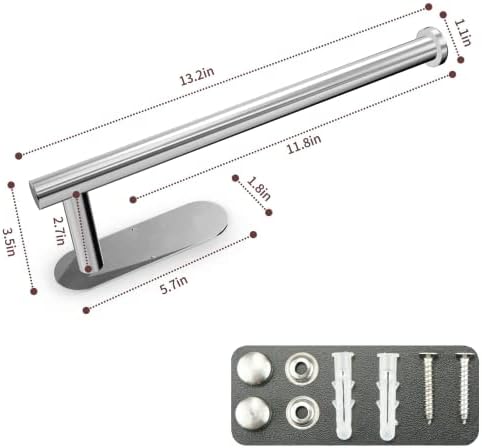 Paper Towel Holder with 2 Hooks-Under Cabinet Paper Towel Holder - Image 6