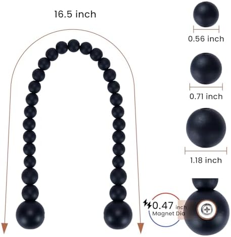 KLOGTSIND Magnetic Curtain Tiebacks, 4 Pack Wood Bead Curtain Holdbacks - Image 3