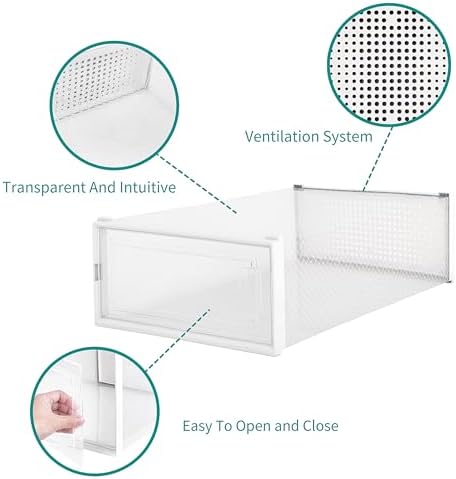 8-Piece Boot and 12-Piece Shoe Storage Box, Stackable Clear Plastic Shoe Box - Image 5