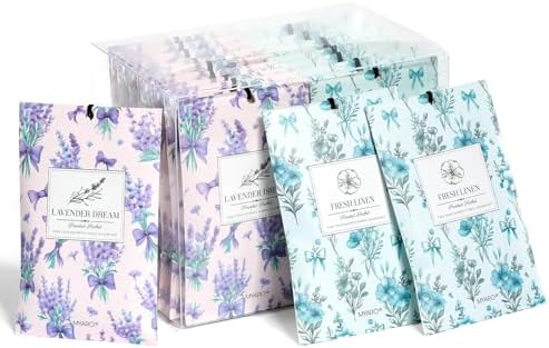 MYARO 20Pcs Lavender Linen Scented Sachets, Closet Deodorizer Car Freshener by MYARO