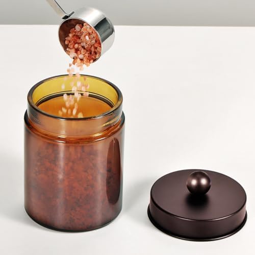 Amber Glass Qtip Holder, Apothecary Jars - Image 2