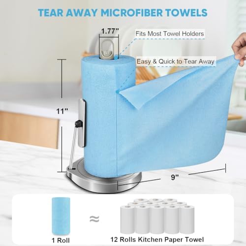 AIDEA Microfiber Cleaning Cloth Roll 165 Sheets 3 Roll, Paper Towels 11 x 9 - Image 2
