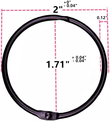 Black Shower Curtain Rings 2 Inch Metal Round Ring Rustproof - Image 2