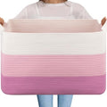 OIAHOMY Extra Large Blanket Basket, 95L Cotton Rope Woven Laundry Basket by MasterofSpaceOptimization
