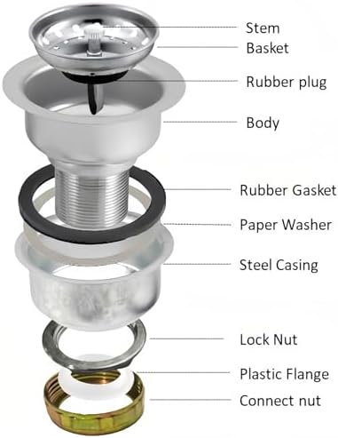 3.5" Kitchen Sink Deep Cup Drain Strainer - Image 5