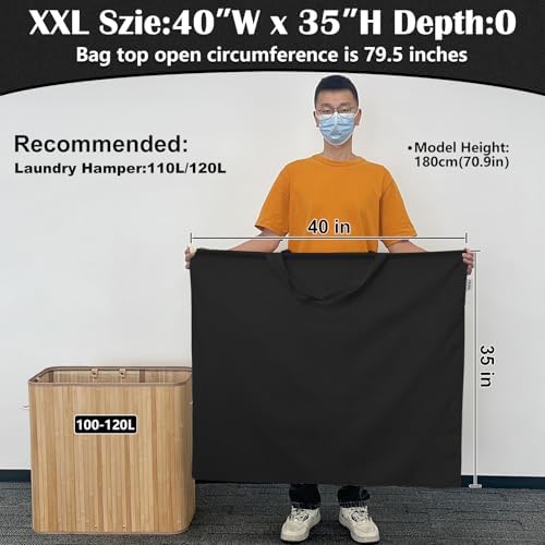 Canvas Laundry Bag 40"W x35"H, Extra Large Heavy Duty Storage Bag XXL Black - Image 3