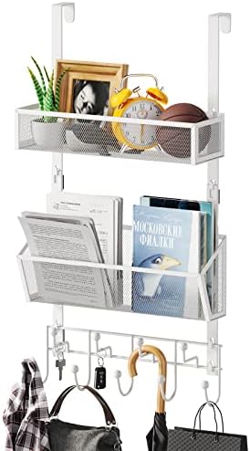 HapiRm Over Door Hook with 2 Mesh Baskets and 9 Hooks, 304 Stainless Steel No by HapiRm