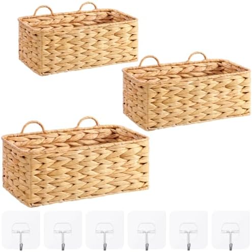 3 Pcs Wall Hanging Baskets, Water Hyacinth by Ferrochef
