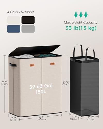 150L 2-Section Laundry Hamper - Image 3