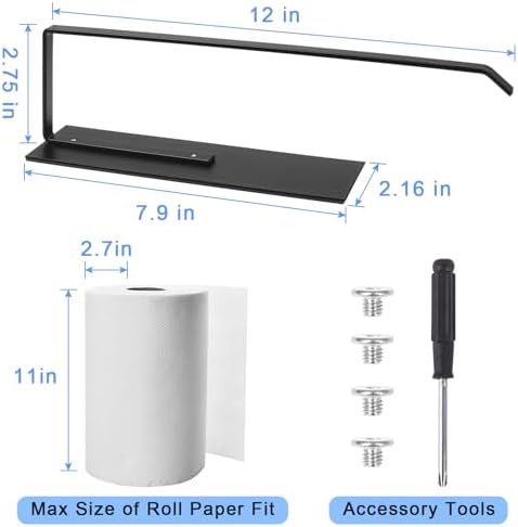 Black Paper Towel Holder, Magnetic Paper Towel Holder - Image 3