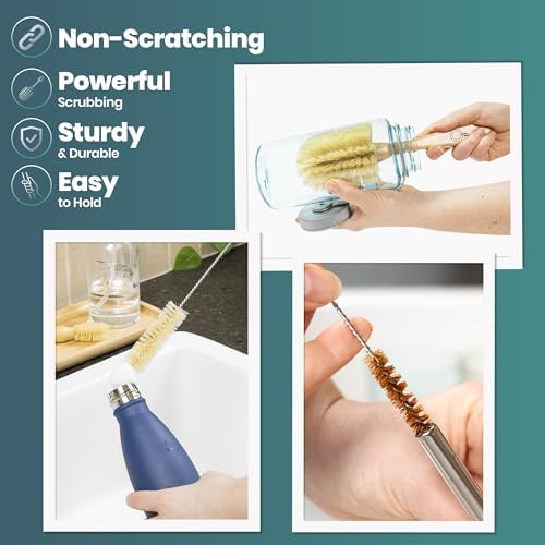 Bamboo Bottle Brush Set, Plastic Free Bottle & Straw Cleaning Kit - Image 6