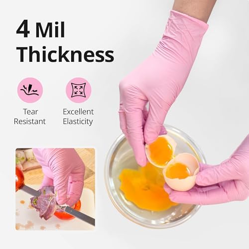 SwiftGrip Nitrile Exam Gloves, 4 Mil, Cherry Blossom, Food Safe Gloves - Image 3