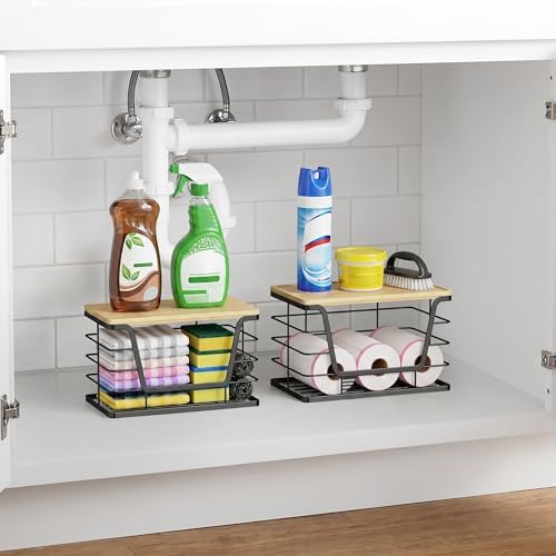 ALOCEO 2 Pack Stackable Wire Storage Basket - Image 2