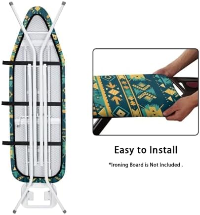 Ethnic Tribal Stripe Ironing Board Cover, Turquoise Geometric Rhombus 15x54 - Image 4