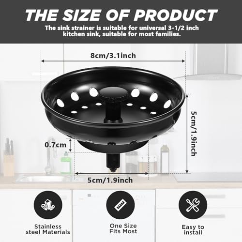 Retisee 2 Pcs Kitchen Sink Stopper Strainer Stainless Steel Drain Strainers - Image 2