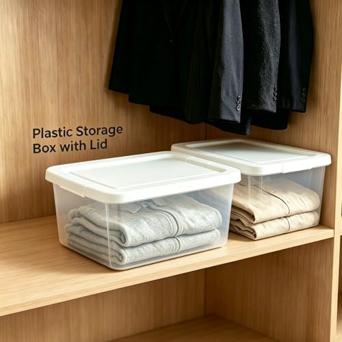 Storage Bins with Lids, 10 Pack 6 Qt Clear Plastic Stackable Shoe Boxes - Image 5