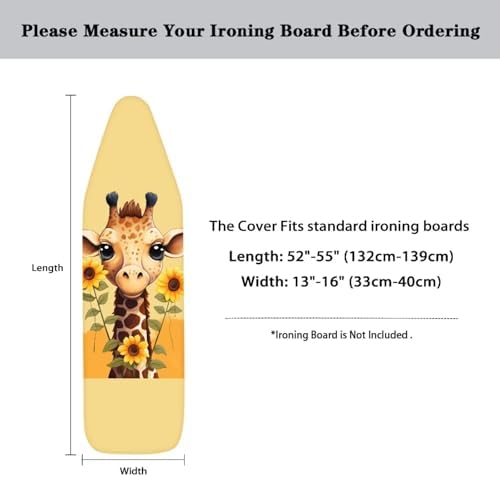 Sunflower Giraffe Ironing Board Cover and Pad 15x54 Inch Standard Ironing Board - Image 6