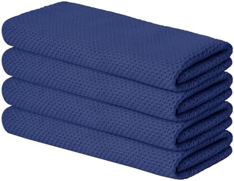 Artoid Mode 100% Cotton Navy Blue Waffle Weave Kitchen Dish Cloths, 13x28 Inch by ArtoidMode