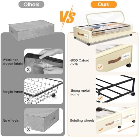 Under Bed Storage with Wheels 2Pack Storage Containers with Clear Window - Image 5