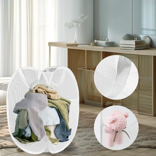 Pop Up Laundry Hamper, Mesh Laundry Basket Collapsible, Foldable Hamper - Image 6