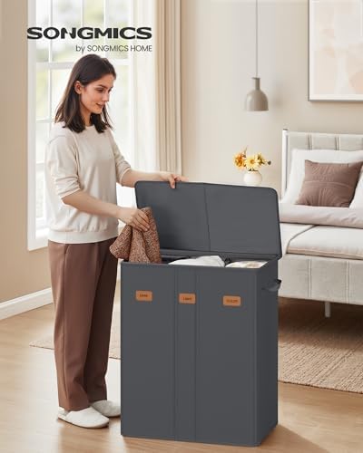 SONGMICS 160L Laundry Hamper, 4-Compartment Laundry Sorter - Image 2
