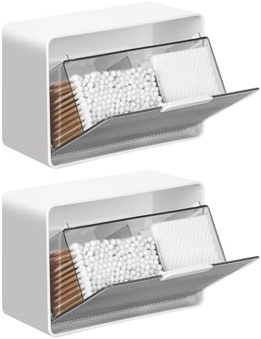 Qtip Holder, 2 Pack Wall Mount Qtip Holder Organizers by KIMERSE