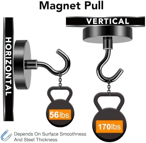 MIKEDE Magnetic Hooks Heavy Duty 170LB+ Strong Black Magnets Hook - Image 2