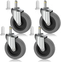 4 Inch Swivel Stem Casters 7/16-Inch Stem Diameter Rubber Wheels by EUOKOK