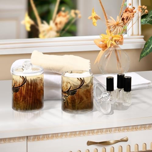 4 Pack Apothecary Jars Bathroom Antler Deer Qtip Holder Dispenser Clear Plastic - Image 7
