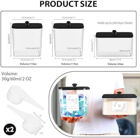 COAZEX 3 Pack Laundry Pods Containers & Dryer Sheet Holder - Image 2