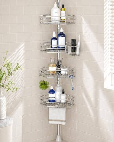 SEIRIONE Corner Shower Caddy Tension Pole, Quick Setup, Rust-Free Bathroom by SEIRIONE