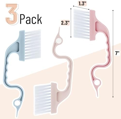 Slick- Window Track Cleaning Brush, 3 Pack, Colorful Ergonomic Handle, Built-in - Image 2