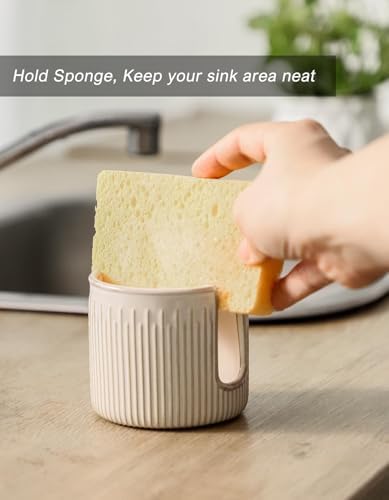 Ceramic Sponge Holder for Kitchen Sink, Scrub Sponge Dish Rack, Farmhouse - Image 2