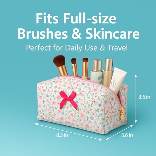 Large Pencil Case, Quilted Cotton Pencil Pouch, Cute Floral Pen Bag - Image 3