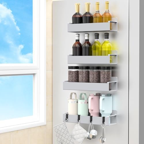 HuggieGems 4 Pack Magnetic Spice Rack Organizer by HuggieGems