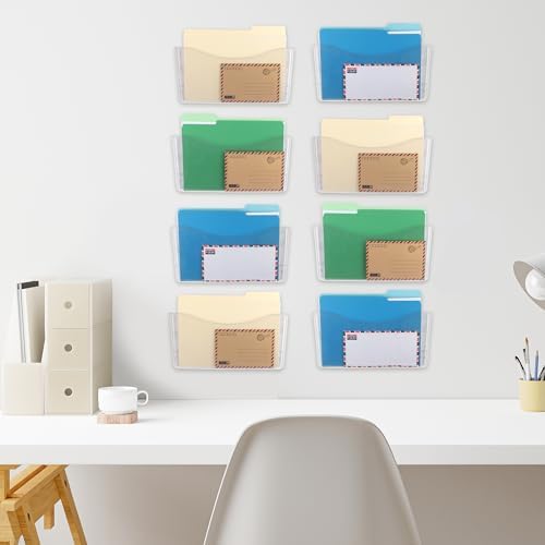 EASEPRES 8 Pack Clear Single Pocket Hanging File Organizer, Plastic Wall Mount - Image 6