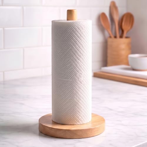 Wooden Paper Towel Holder for Countertop, Solid Beech Wood Stand by CHAUNCEYHOME