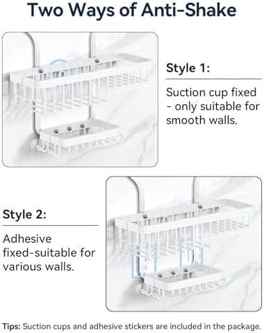 YASONIC Never Rust Shower Caddy Hanging, Aluminum Shower Racks - Image 6