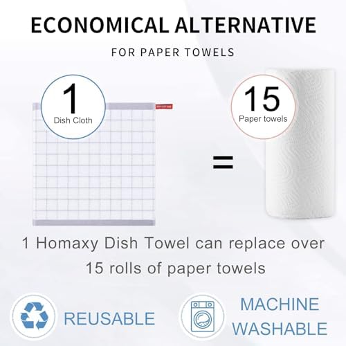 Homaxy 100% Cotton Terry Kitchen Dish Cloths, 4 Pack - Image 7