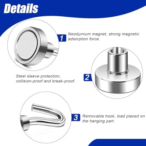 56 Pack Super Strong Magnetic Hooks, 25lbs Magnetic Hooks Heavy Duty - Image 3
