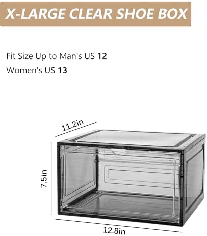 Attelite Large Shoe Boxes 8 Pack Drop Side Shoe Storage Containers Black - Image 4