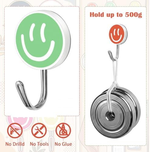 Leinuosen 6 Pcs Smile Face Magnetic Locker Hooks - Image 3